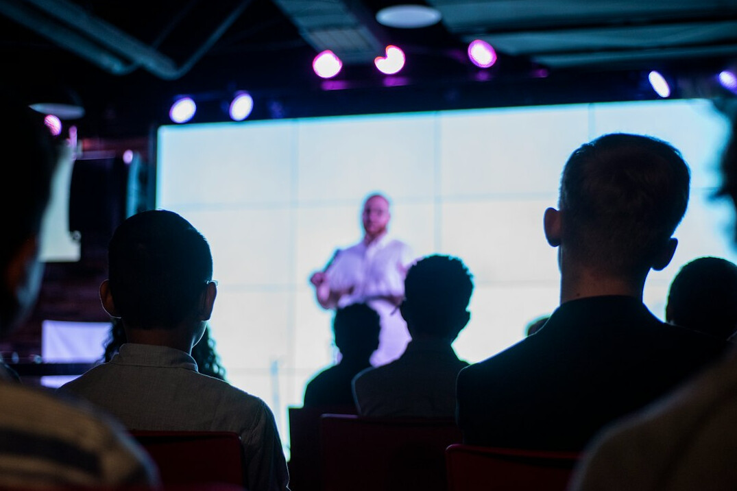 confident speaker presenting