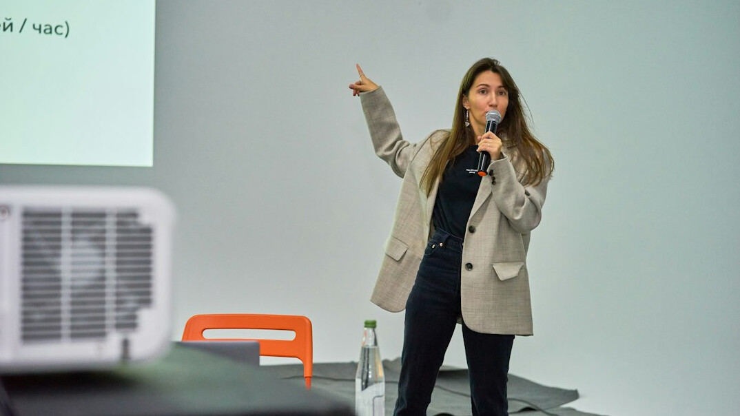 person practicing public speaking