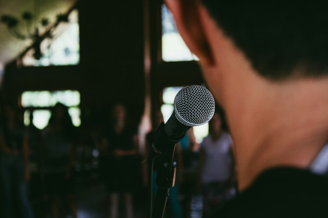 person practicing public speaking
