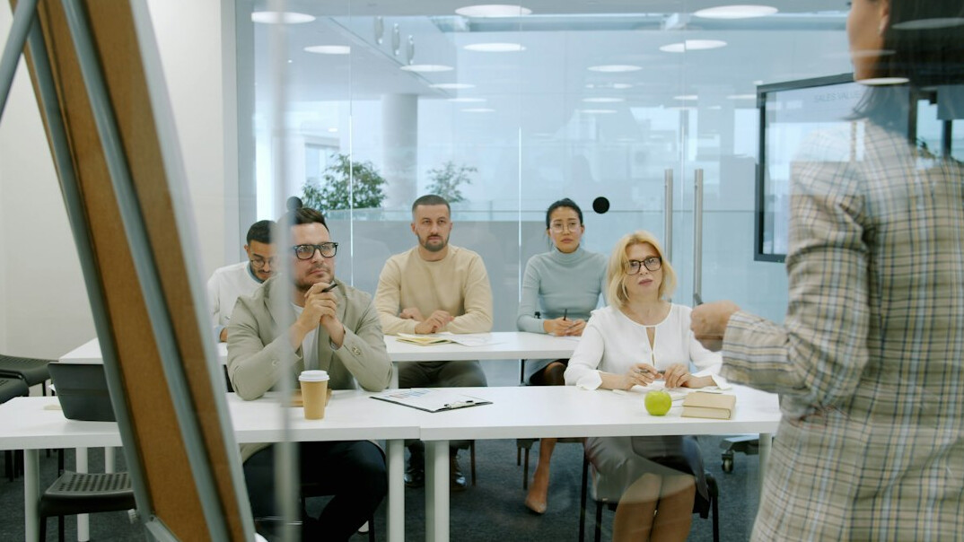group of people in training session